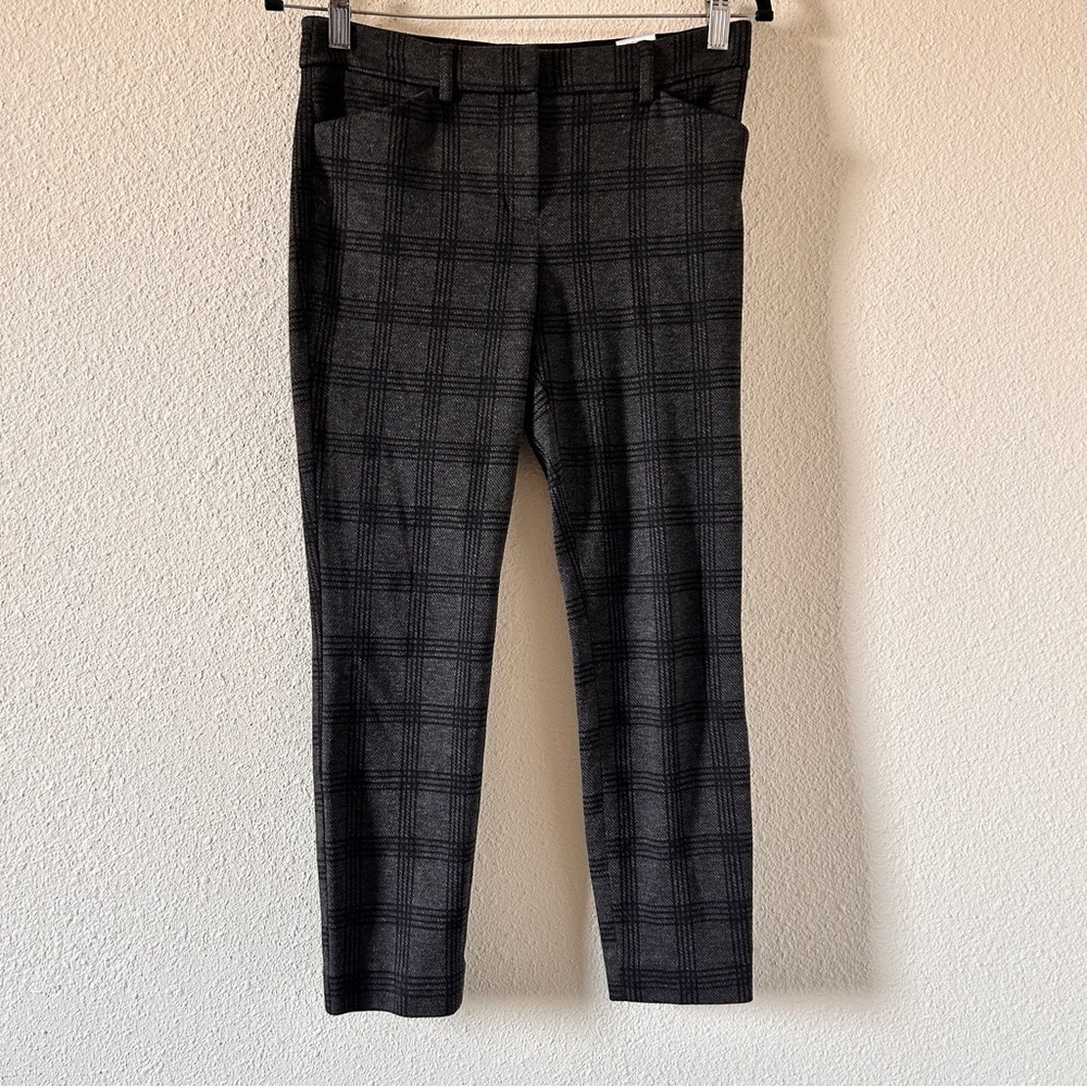 Express Stretch Skinny Mid Rise Plaid Pants Women’s 4S Gray Preppy Academia